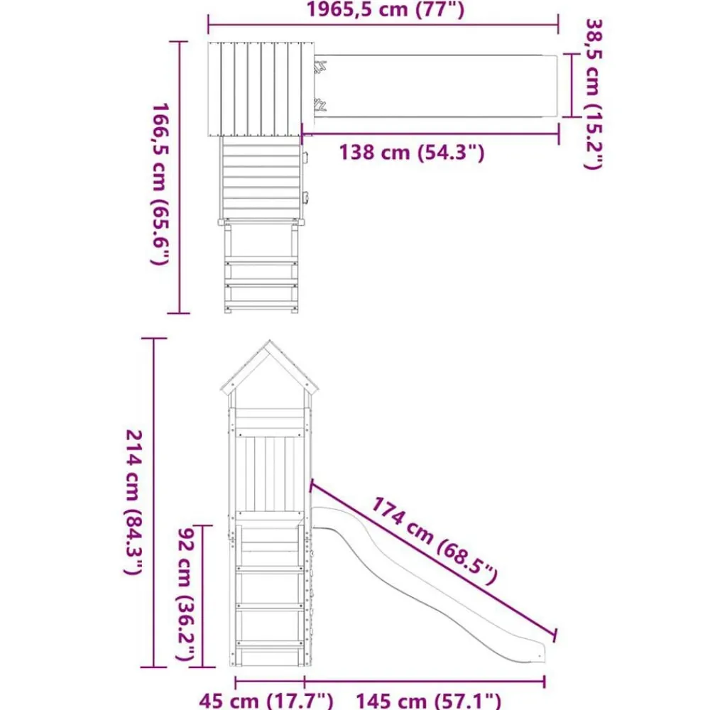 vidaXL Parque infantil de exterior madera de pino impregnada Clearance
