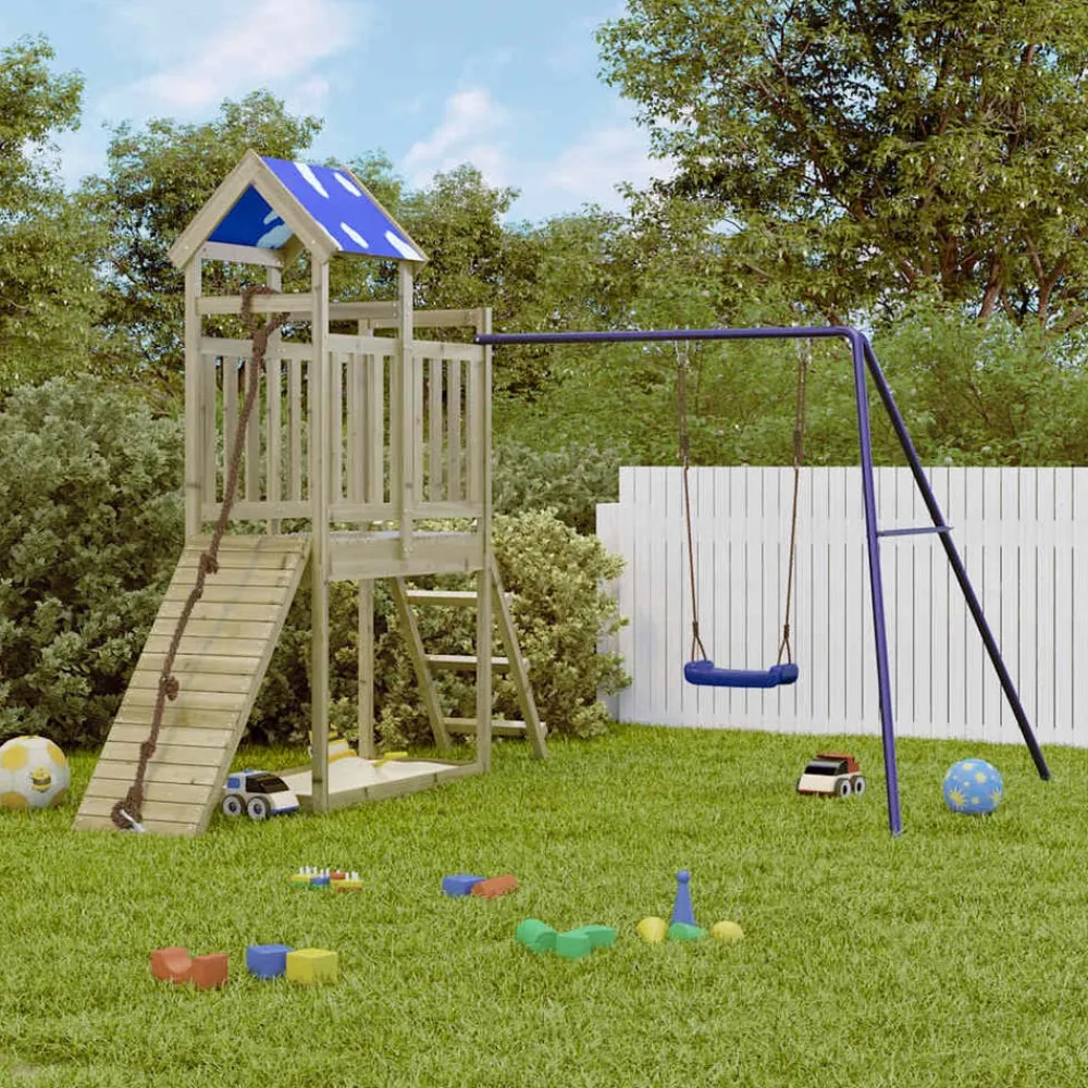 vidaXL Parque infantil de exterior madera de pino impregnada Outlet