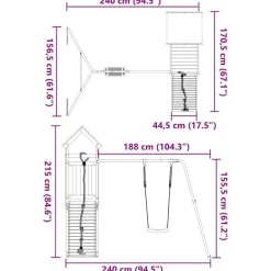 vidaXL Estructuras Para Juegos Al Aire Libre-Parque infantil de exterior madera maciza Douglas3156935