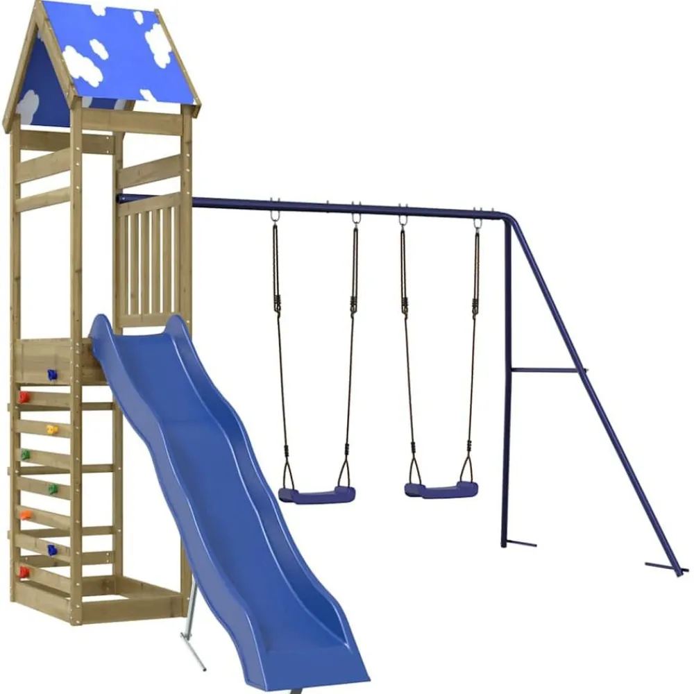 vidaXL Estructuras Para Juegos Al Aire Libre-Parque infantil de exterior madera de pino impregnada