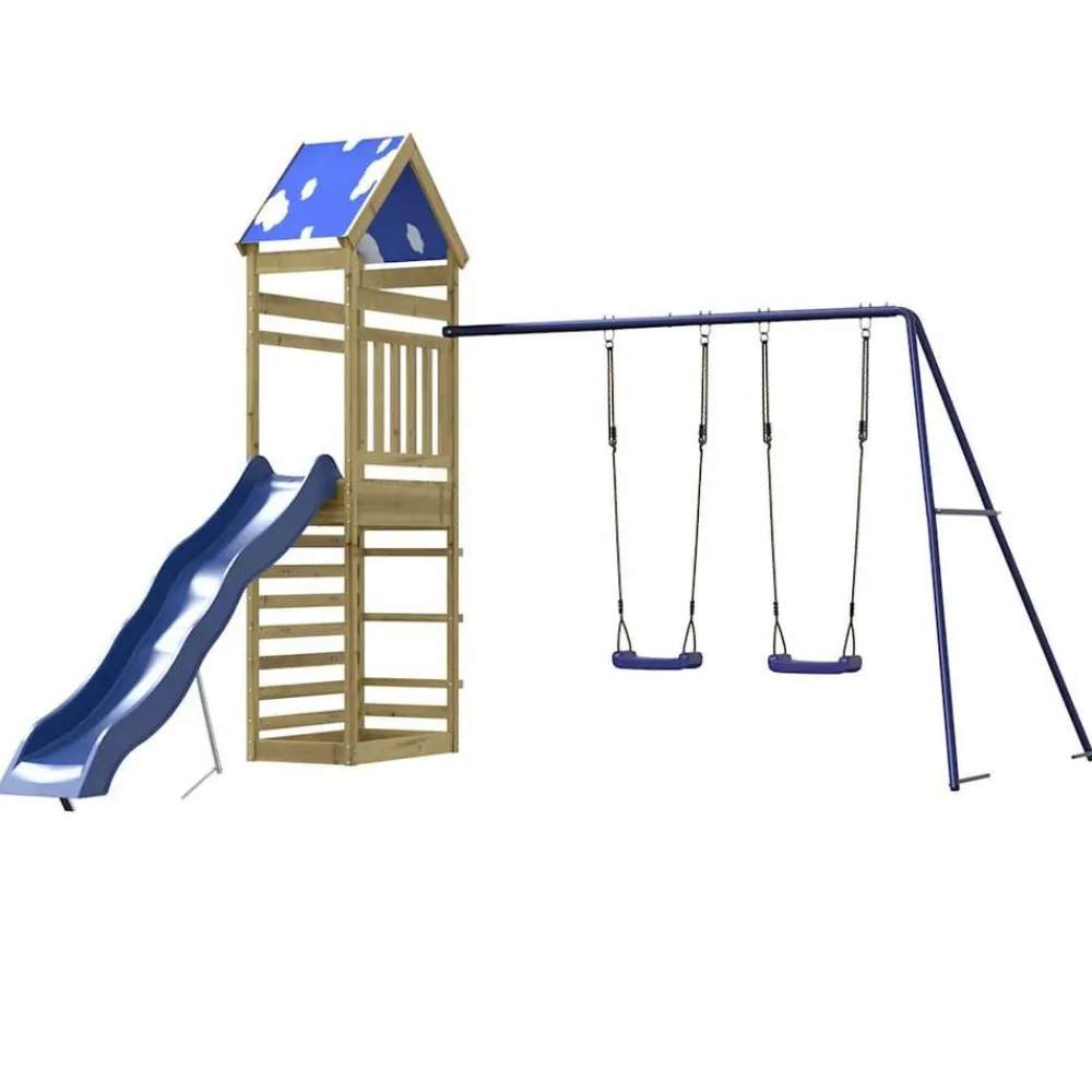 vidaXL Estructuras Para Juegos Al Aire Libre-Parque infantil de exterior madera de pino impregnada