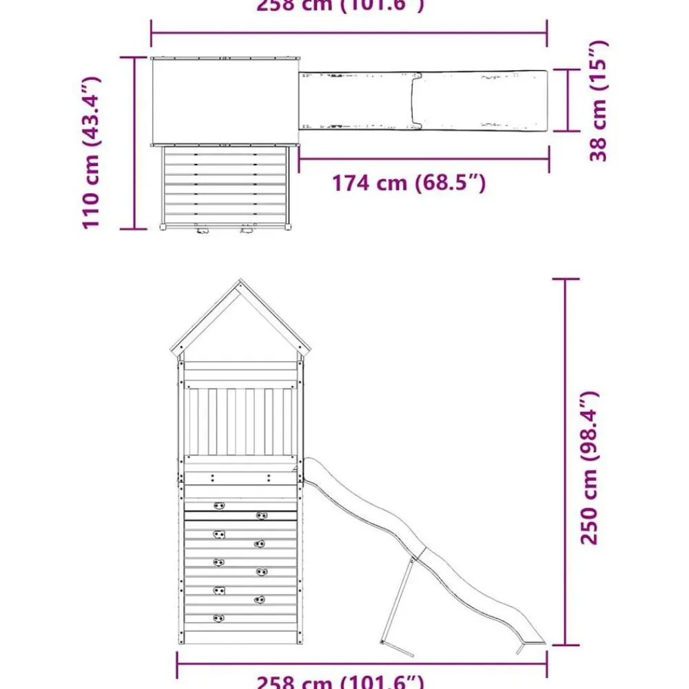 vidaXL Parque infantil de exterior madera maciza Douglas3156935 Clearance
