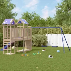 vidaXL Estructuras Para Juegos Al Aire Libre-Parque infantil de exterior de madera maciza de pino