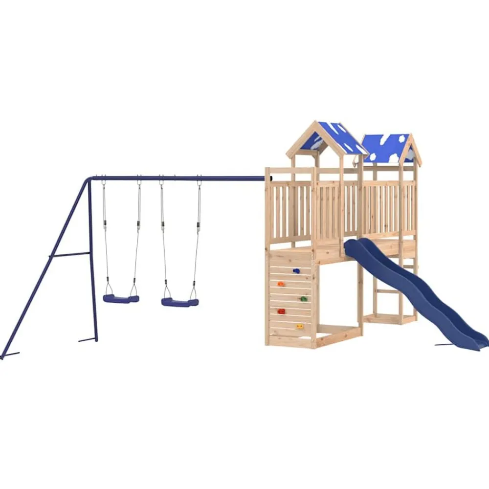 vidaXL Estructuras Para Juegos Al Aire Libre-Parque infantil de exterior de madera maciza de pino