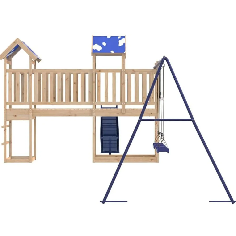 vidaXL Estructuras Para Juegos Al Aire Libre-Parque infantil de exterior de madera maciza de pino