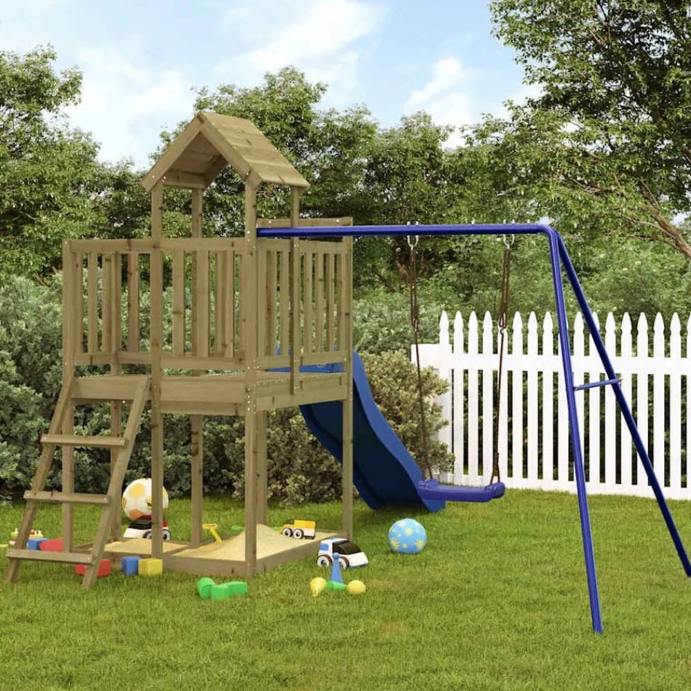 vidaXL Parque infantil de exterior madera de pino impregnada Hot
