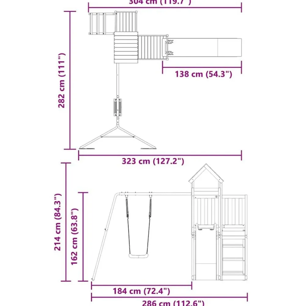 vidaXL Parque infantil de exterior madera de pino impregnada Hot