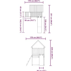 vidaXL Estructuras Para Juegos Al Aire Libre-Parque infantil de exterior madera maciza de pino