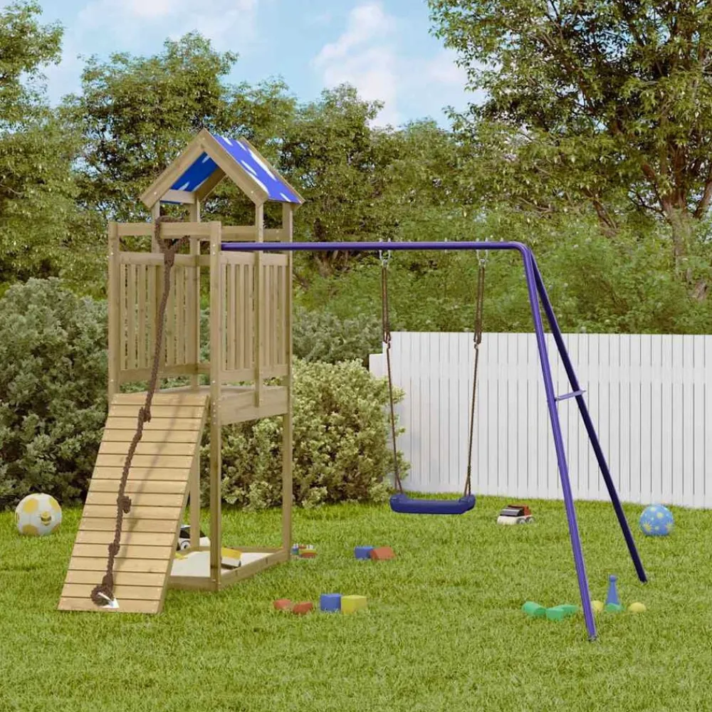 vidaXL Estructuras Para Juegos Al Aire Libre-Parque infantil de exterior madera de pino impregnada