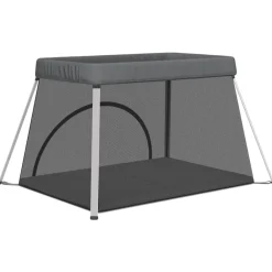 vidaXL Parque infantil para bebés con colchón tela lino Gris oscuro