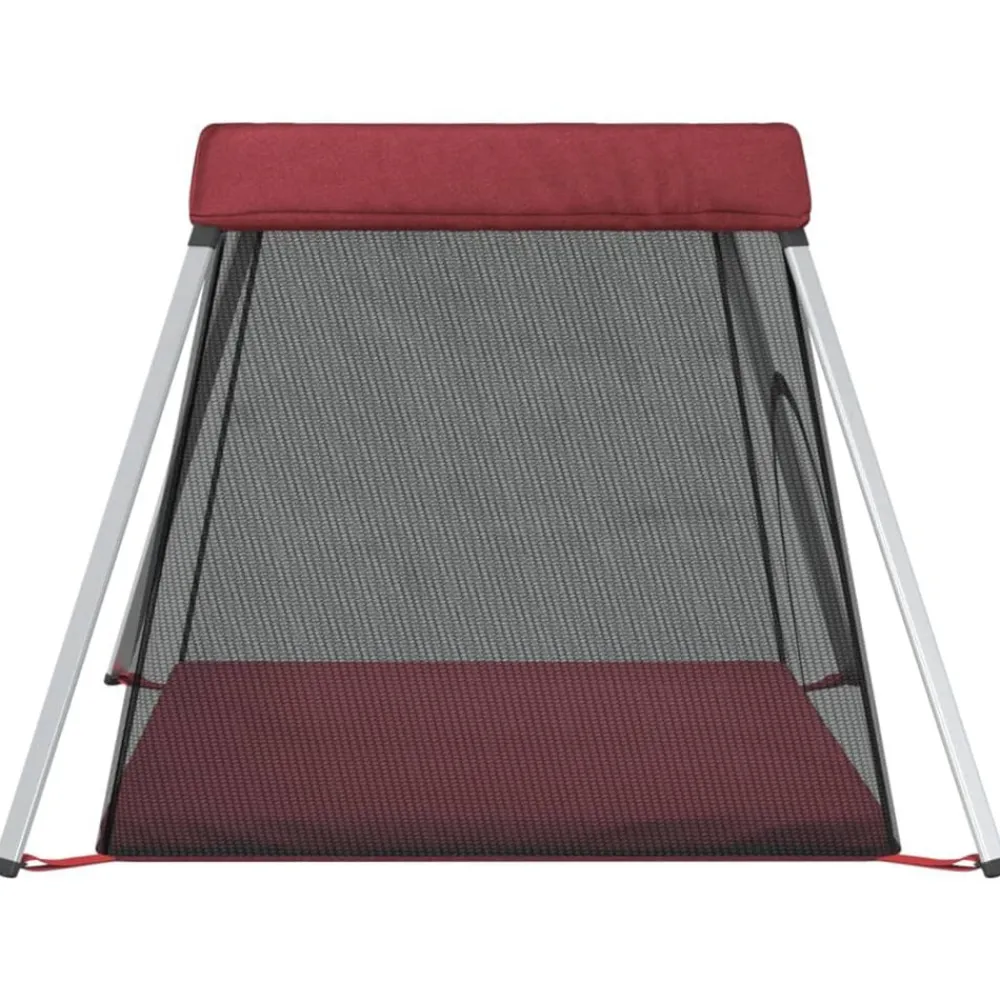 vidaXL Parque infantil para bebés con colchón tela lino Rojo Sale
