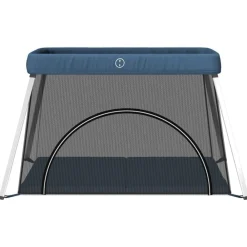 vidaXL Parque infantil para bebés con colchón tela lino marino Azul New