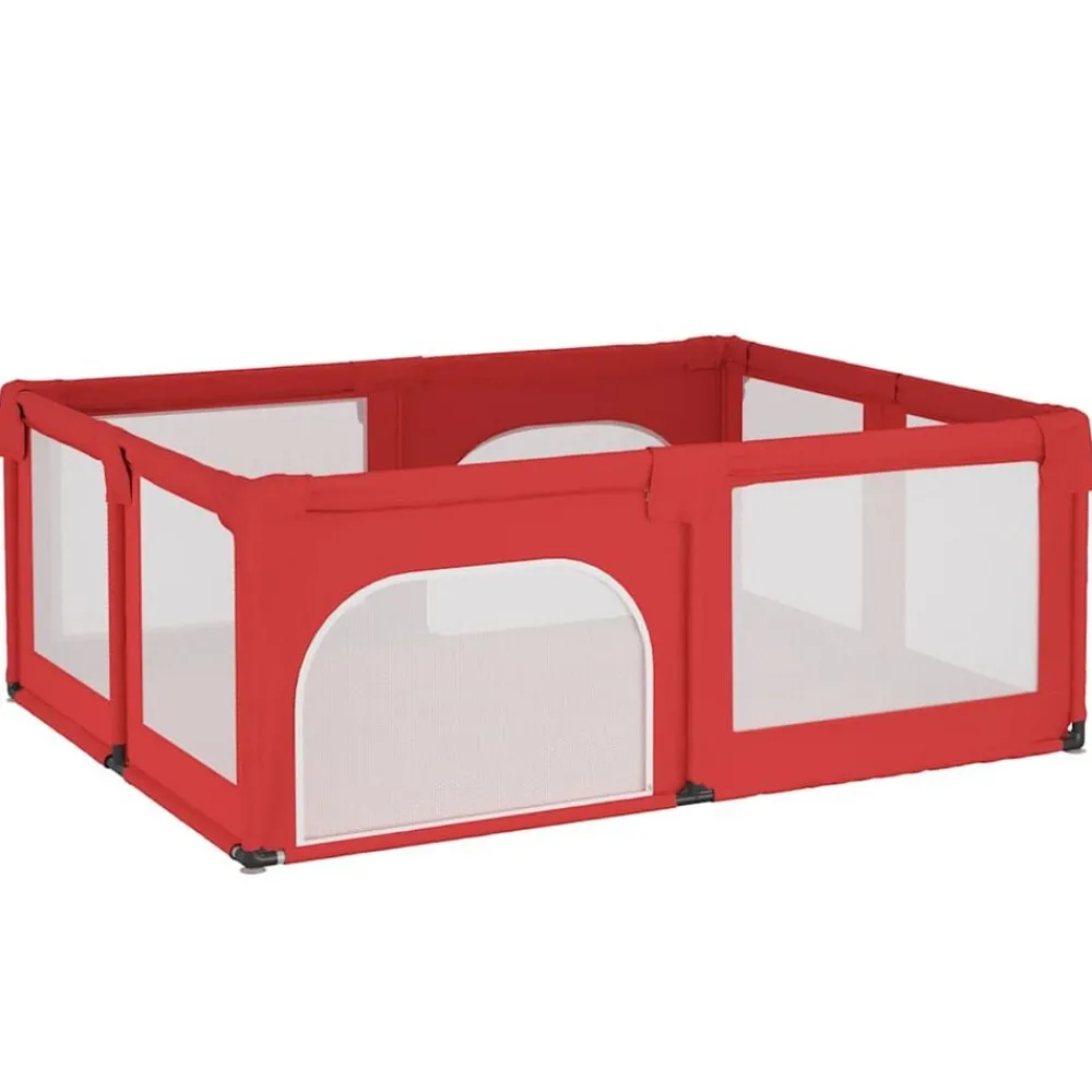 vidaXL Parque para bebés con 2 puertas tela Oxford Rojo Discount