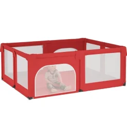 vidaXL Parque para bebés con 2 puertas tela Oxford Rojo Discount