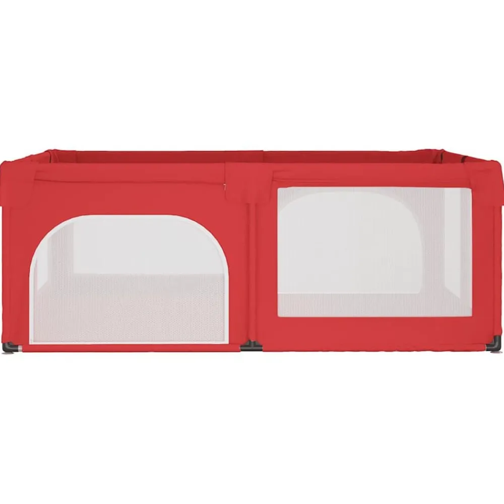 vidaXL Parque para bebés con 2 puertas tela Oxford Rojo Discount