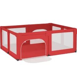 vidaXL Parque para bebés con 2 puertas tela Oxford Rojo Discount