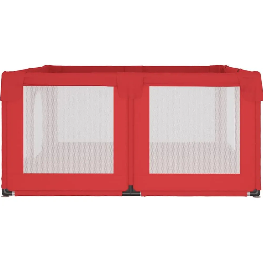 vidaXL Parque para bebés con 2 puertas tela Oxford Rojo Discount
