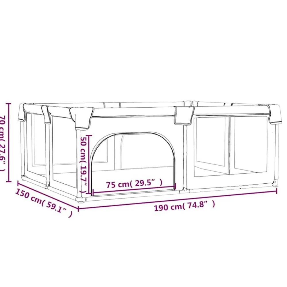 vidaXL Parque para bebés con 2 puertas tela Oxford Rojo Discount