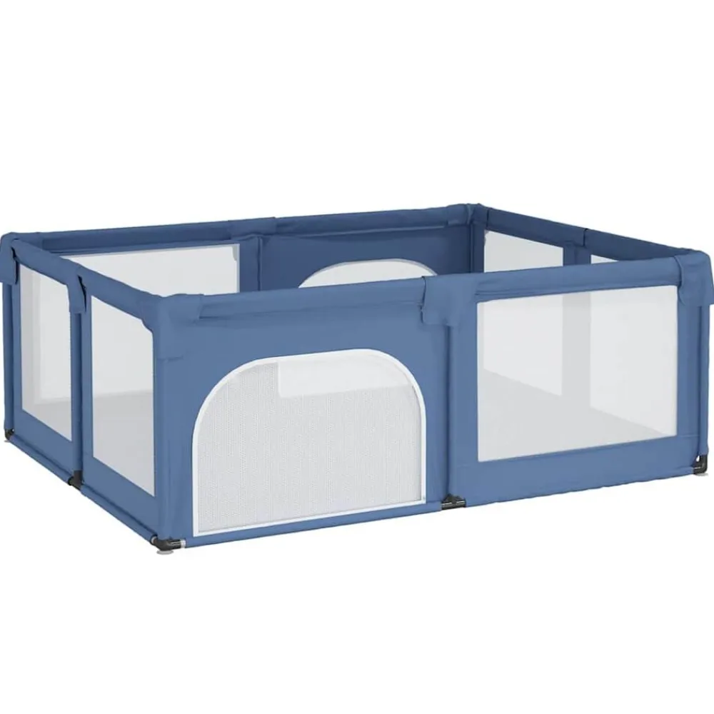 vidaXL Parque para bebés con 2 puertas tela Oxford Azul claro Hot