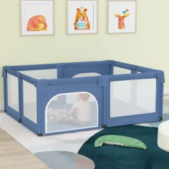 vidaXL Parque para bebés con 2 puertas tela Oxford Azul claro Hot