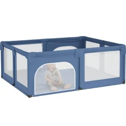 vidaXL Parque para bebés con 2 puertas tela Oxford Azul claro Hot