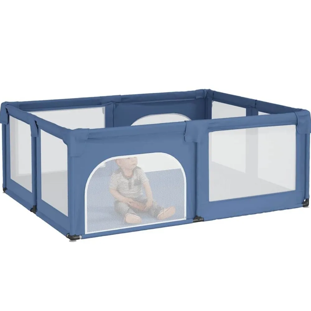 vidaXL Parque para bebés con 2 puertas tela Oxford Azul claro Hot