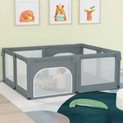 Niños vidaXL Juguetes Y Actividades Para Bebés-Parque para bebés con 2 puertas tela Oxford