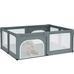 Niños vidaXL Juguetes Y Actividades Para Bebés-Parque para bebés con 2 puertas tela Oxford