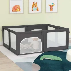Niños vidaXL Juguetes Y Actividades Para Bebés-Parque para bebés con 2 puertas tela Oxford