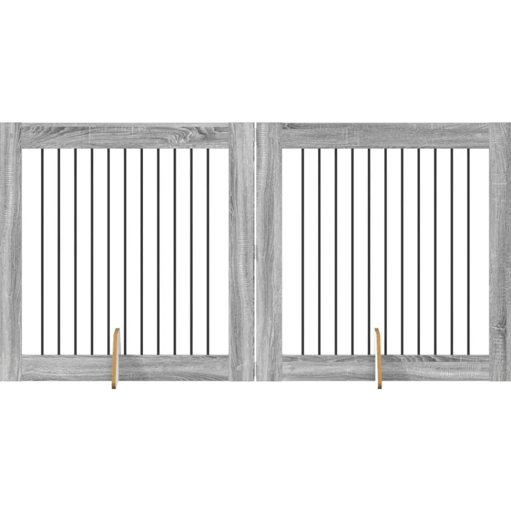 vidaXL Parque para Perros Manual 2 pcs 100 x 100 cm Gris Sonoma Outlet