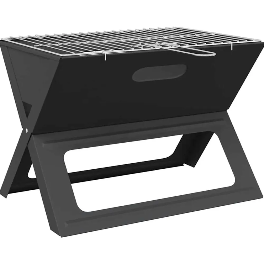 vidaXL Cocina Y Comedor-Parrilla al aire libre Negro 46 x 31 x 31 cm Acero