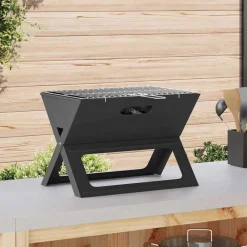 vidaXL Cocina Y Comedor-Parrilla al aire libre Negro 46 x 31 x 31 cm Acero