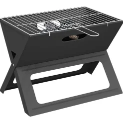 vidaXL Cocina Y Comedor-Parrilla al aire libre Negro 46 x 31 x 31 cm Acero