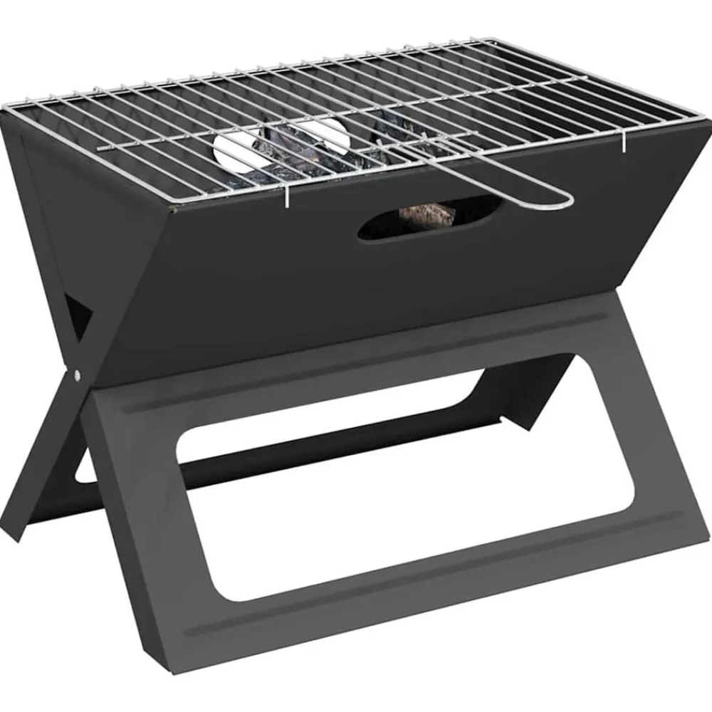 vidaXL Cocina Y Comedor-Parrilla al aire libre Negro 46 x 31 x 31 cm Acero