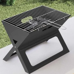 vidaXL Cocina Y Comedor-Parrilla al aire libre Negro 46 x 31 x 31 cm Acero