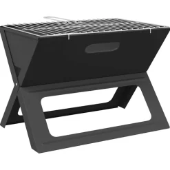 vidaXL Cocina Y Comedor-Parrilla al aire libre Negro 46 x 31 x 31 cm Acero