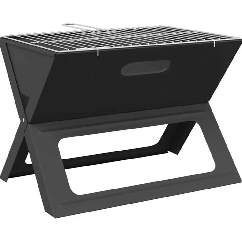 vidaXL Cocina Y Comedor-Parrilla al aire libre Negro 46 x 31 x 31 cm Acero