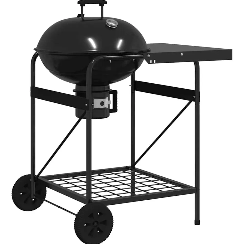 vidaXL Cocina Y Comedor-Parrilla al aire libre con rueda Negro 91 x 71 x 107 cm Metal