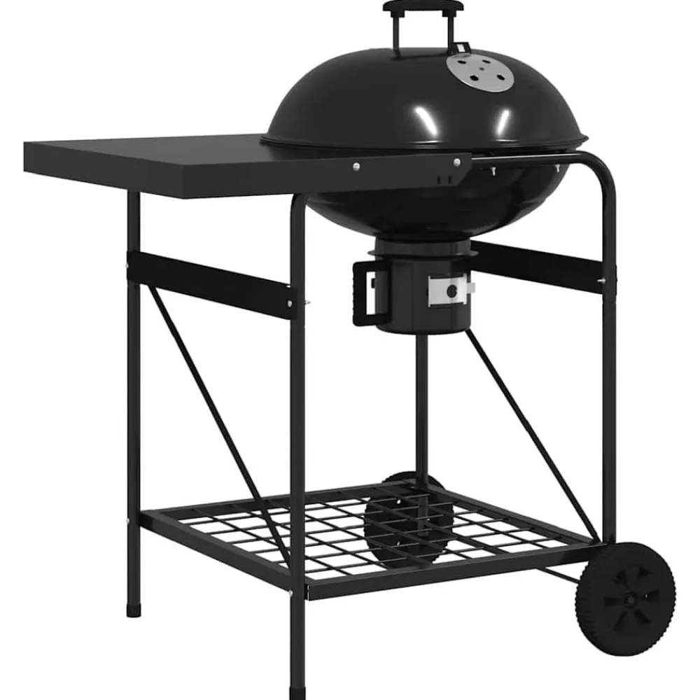 vidaXL Cocina Y Comedor-Parrilla al aire libre con rueda Negro 91 x 71 x 107 cm Metal