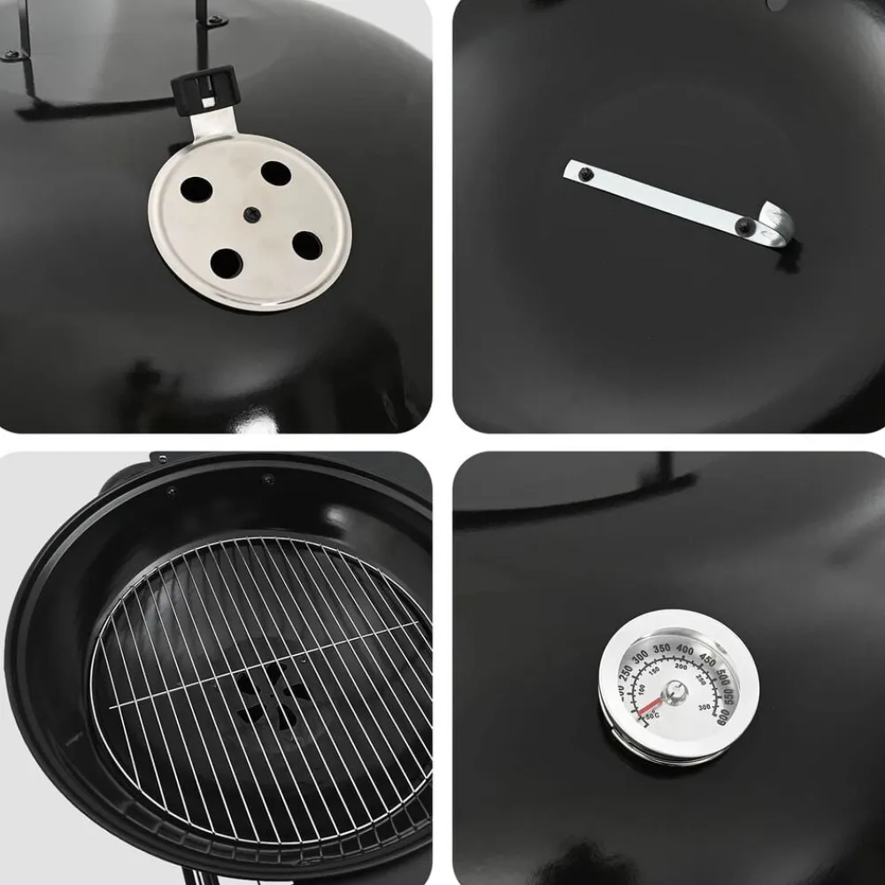 vidaXL Cocina Y Comedor-Parrilla al aire libre con rueda Negro 91 x 71 x 107 cm Metal