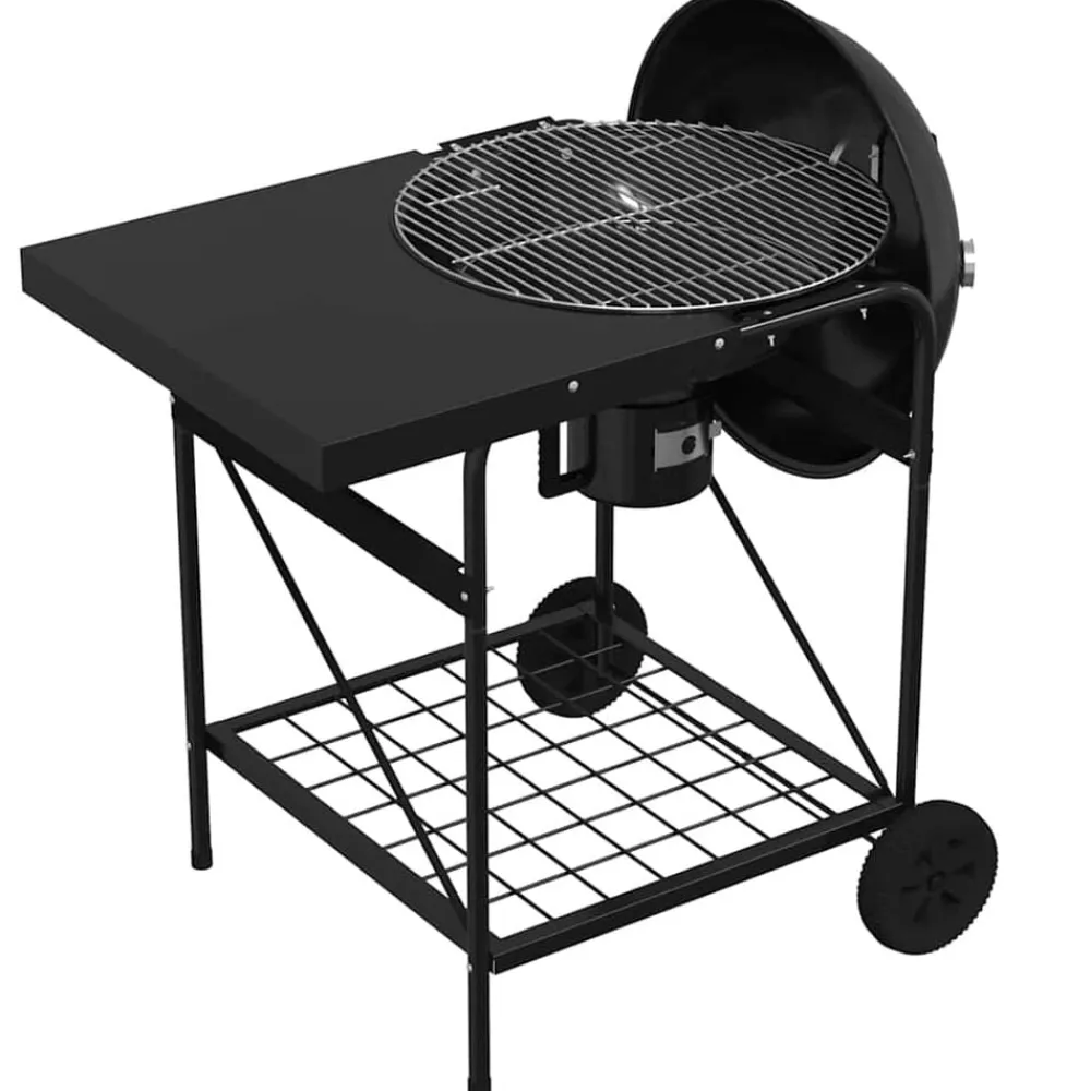 vidaXL Cocina Y Comedor-Parrilla al aire libre con rueda Negro 91 x 71 x 107 cm Metal
