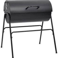vidaXL Cocina Y Comedor-Parrilla barril 2 rejillas de cocción negro acero 80x95x90 cm