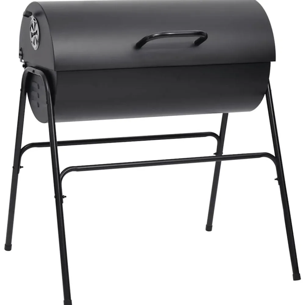 vidaXL Cocina Y Comedor-Parrilla barril 2 rejillas de cocción negro acero 80x95x90 cm