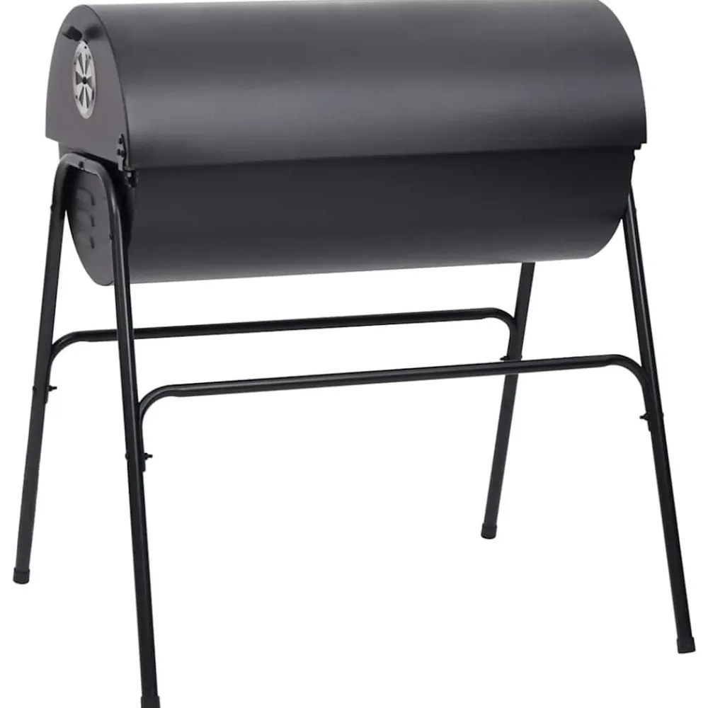 vidaXL Cocina Y Comedor-Parrilla barril 2 rejillas de cocción negro acero 80x95x90 cm