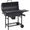 vidaXL Cocina Y Comedor-Parrilla de barril ruedas y estantes acero negro 115x85x95 cm