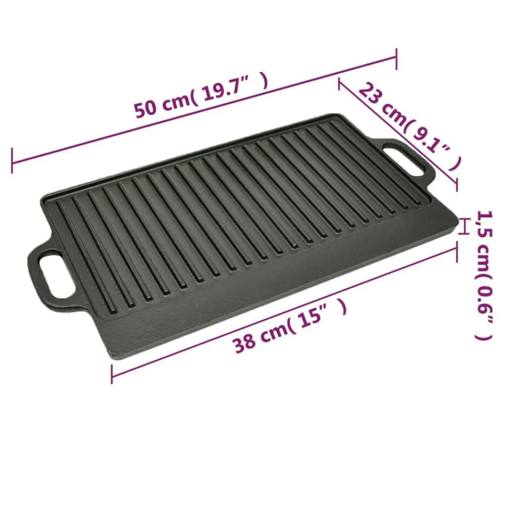 vidaXL Parrilla grill reversible hierro fundido 50x23 cm