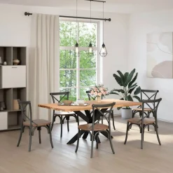 vidaXL Pata de mesa de comedor forma de araña negra 120x68x(72-73) cm acero Negro Clearance
