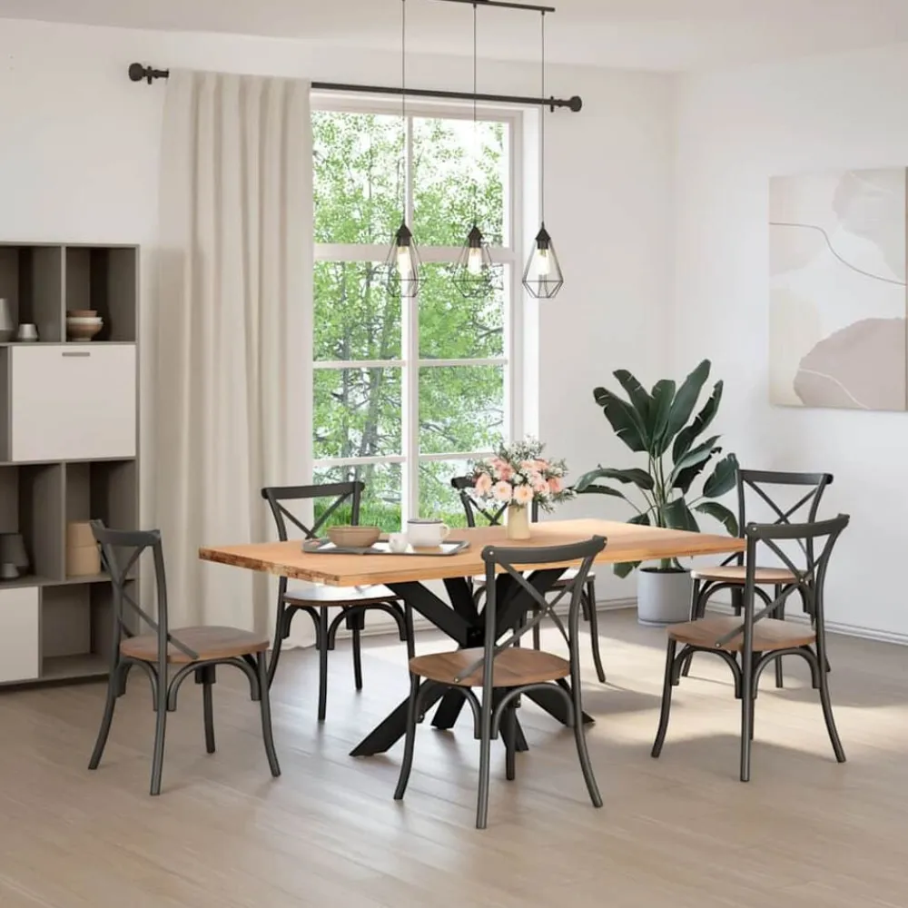 vidaXL Pata de mesa de comedor forma de araña negra 120x68x(72-73) cm acero Negro Clearance