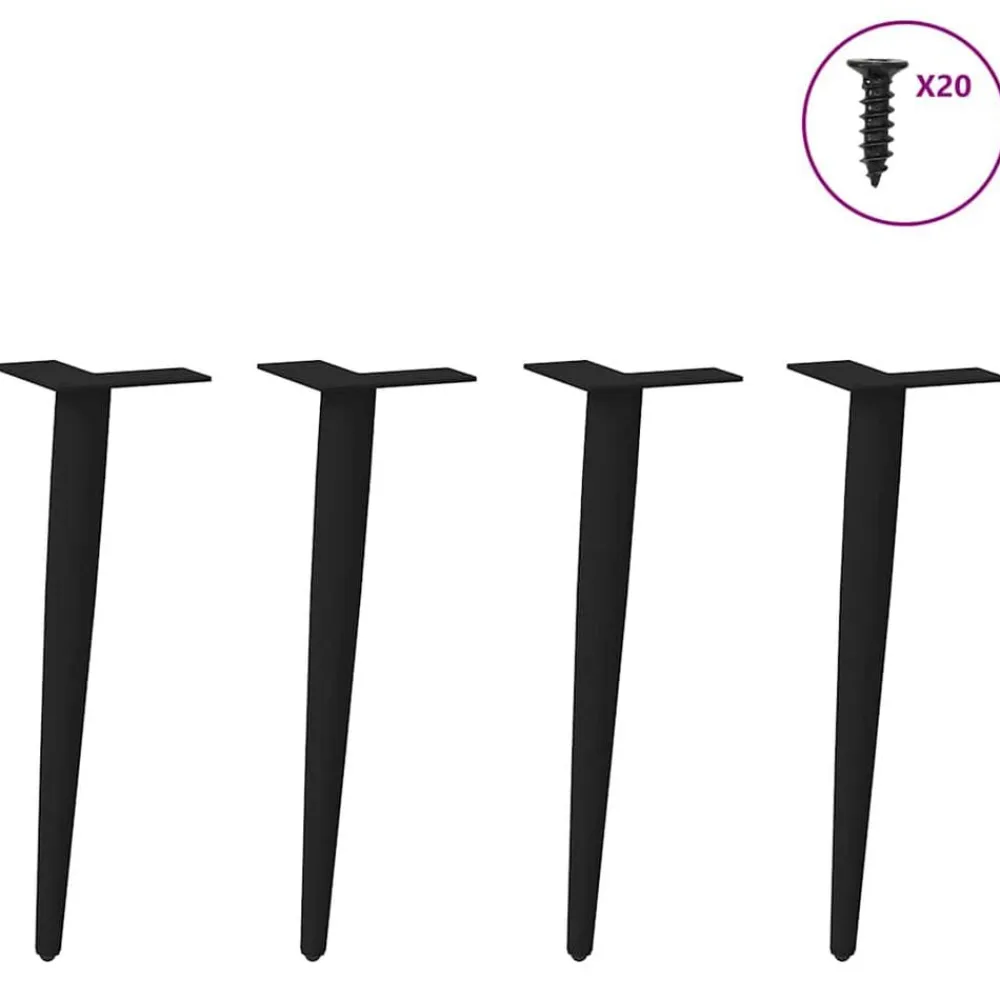 vidaXL Accesorios Para Mesas-Patas cónicas para mesa de centro (4 unidades), color , 30-31 cm, acero