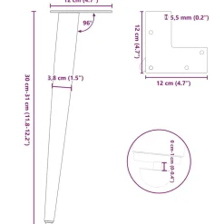 vidaXL Accesorios Para Mesas-Patas cónicas para mesa de centro (4 unidades), color , 30-31 cm, acero